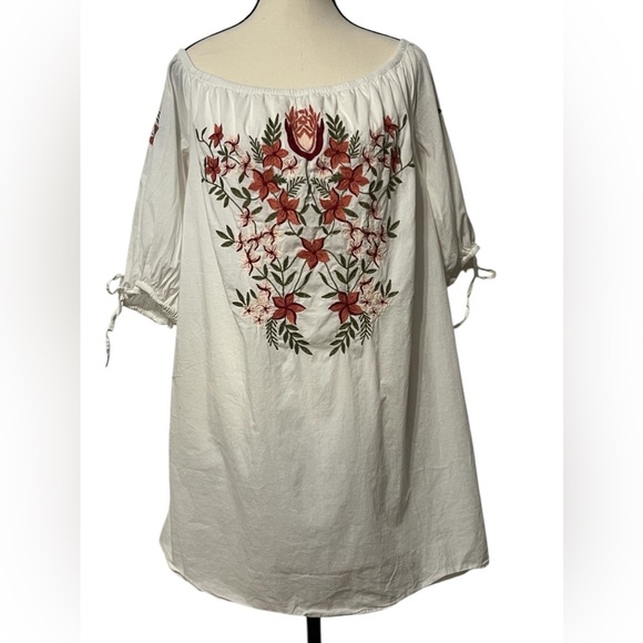 Hinge size small oversized lined embroidered floral tunic top . Scoop neck. 🌸 - Picture 1 of 9